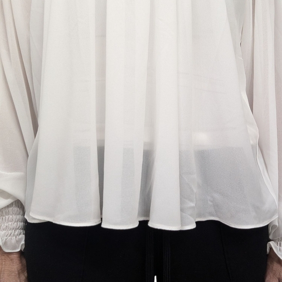 House of CB White Ruffle High Neck Sheer Blouse XS Romantic Cottagecore Top - Picture 5 of 11